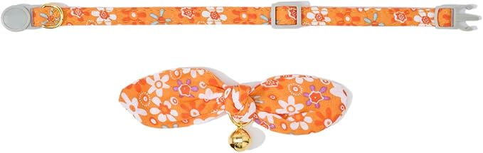 2 Pack Cotton Cat Collar, Removable Bowtie, Floral Pattern, Safety Breakaway - Image 8
