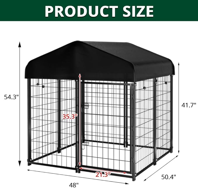 Dog Kennel Outdoor with Roof, Heavy Duty Dog Crate with UV-Resistant Waterproof - Image 2