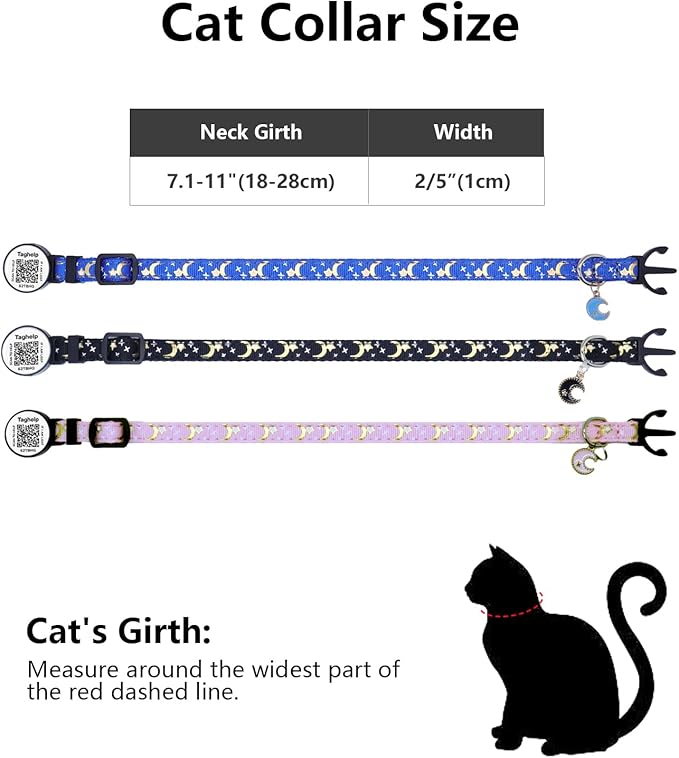 2 Pack Stars and Moon, Solid & Safe Safety Plaid Kitten Collars - Image 3