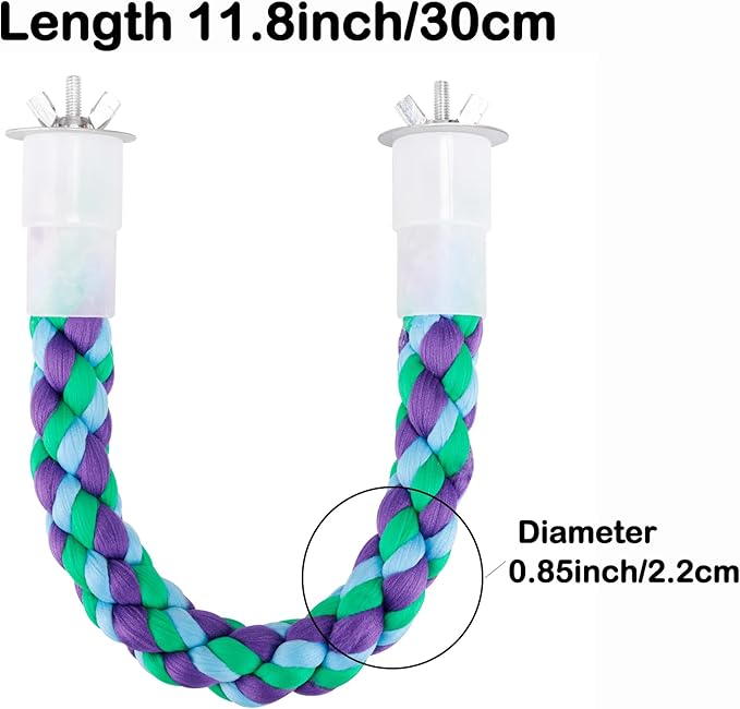 2Pcs 11.8’’Bird Rope Perches, Bendable Climbing Standing Chew Cage Toys - Image 3