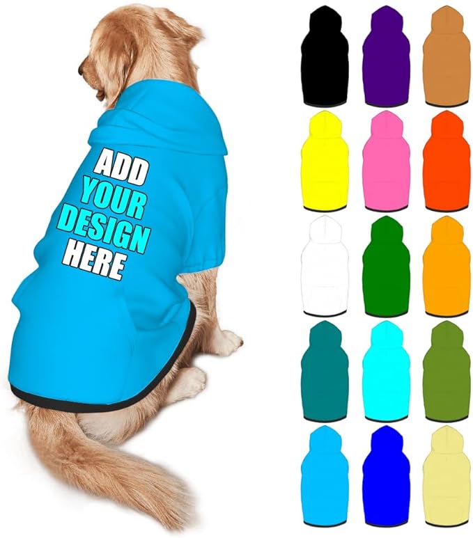 Custom Dog Hoodie Personalized Photo Text Logo Name Dog Clothes, Soft & Warm by Mynvzrk