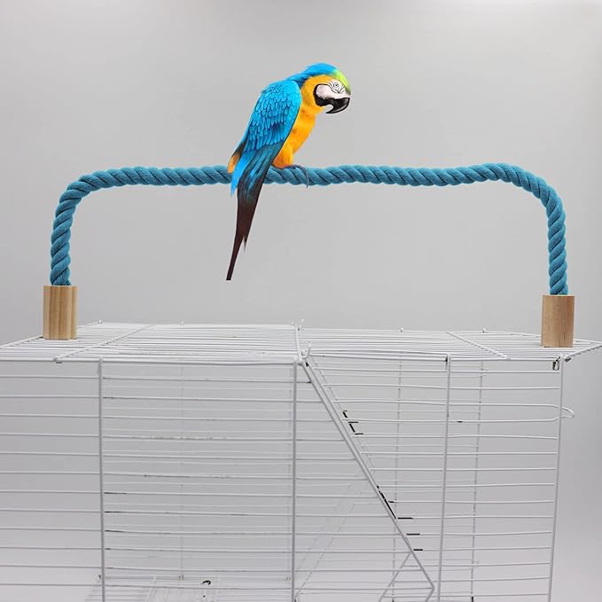 2 Pack Bird Rope Perch & Swing, Bird Cage Stand Pole Accessories, Climbing Toy - Image 5