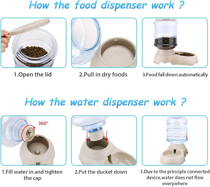 2 Pack Automatic Cat Feeder and Water Dispenser in Set Pet Food Bowl - Image 7