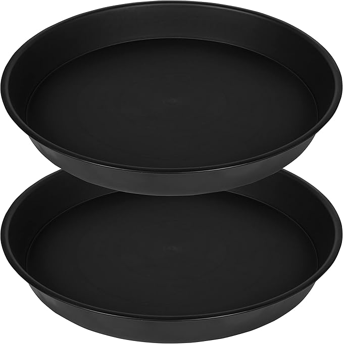 2 Pack of 8 inch Plant Saucer Clear, Heavy Duty Plastic Plant Water Tray 8 inch by Bleuhome