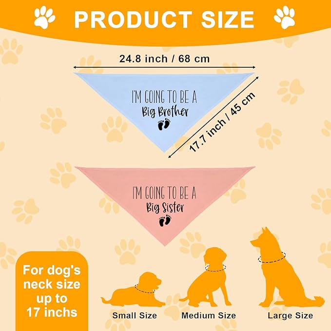 2 Pack Dog Bandana Pregnancy Announcement, I'm Going to Be a Big Brother Gender - Image 2