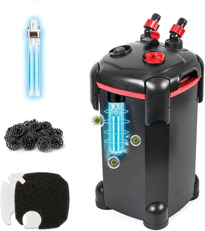 264GPH Canister Filter, 3-Stage External Aquarium Filter Ultra-Quiet Water by PONDFORSE