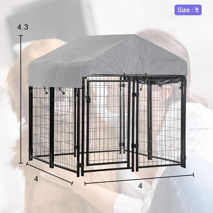 Welded Wire Dog Kennel Heavy Duty Playpen Included a Roof & Water-Resistant - Image 7