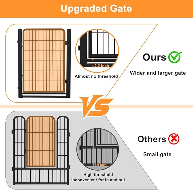 Dog Fence Indoor Pens Outside, Portable Outdoor Dog Playpen 40" H 10 Panels Pet - Image 5