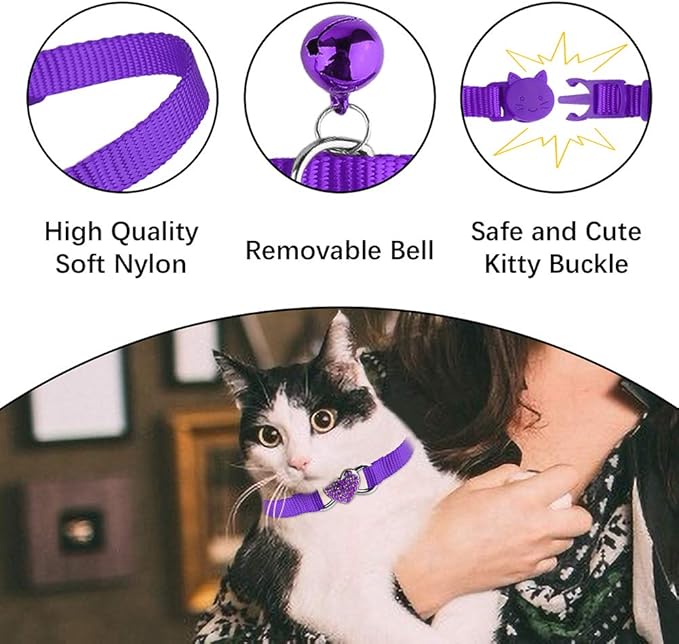 2 Pcs Cat Collars Heart Bling Breakaway - Image 4