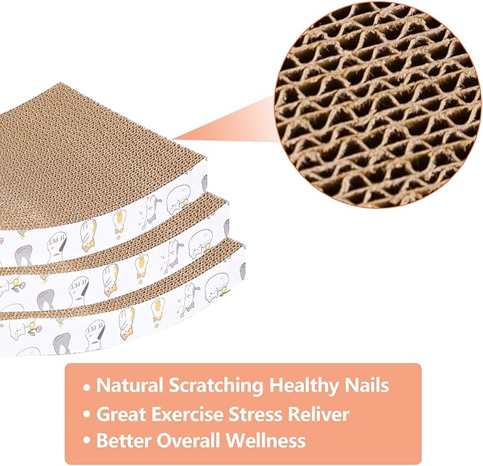 PatiencET 3 Pack Cat Scratcher Pad Recycle Corrugated Cat Scratching Pad Type S - Image 3