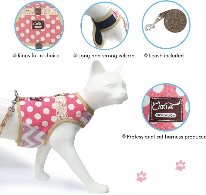 Cat Harness and Leash for Walking Escape Proof, Adjustable Cat Vest Harness - Image 3