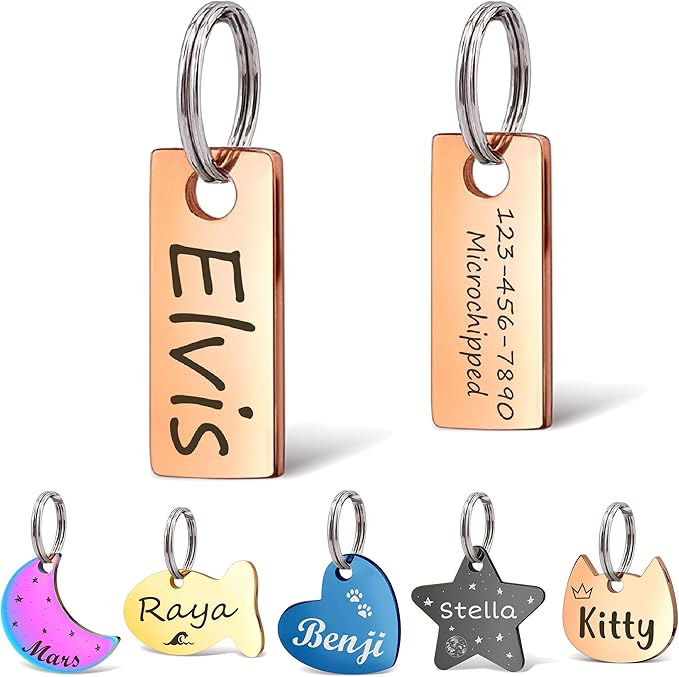 Anavia Small Size Dog Cat ID Tags, Small/XS Personalized Color Plated Stainless by Anavia
