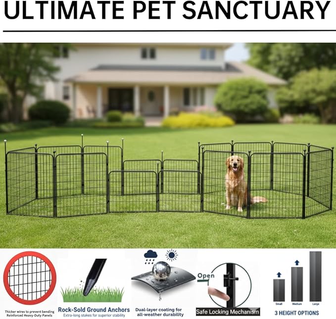 Puppy Playpen Indoor/Outdoor, 6 Panels Dog Pen Play Pen - Image 4