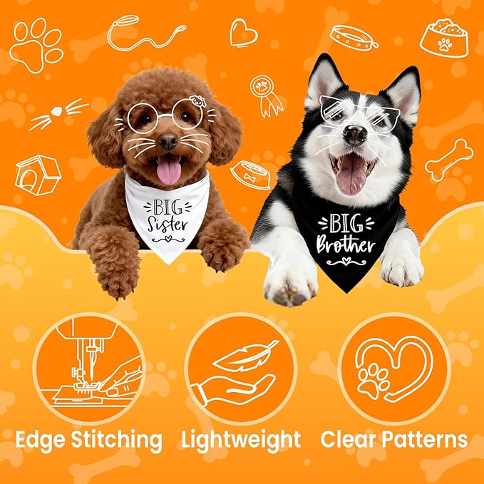 2 Pack Dog Bandanas for Pregnancy Announcement, Cute Adjustable Pet Bandana - Image 2