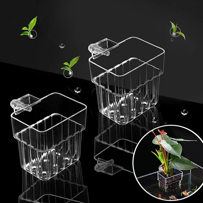 2 PCS Aquarium Plant Holder Top Hanging Fish Tank Plant Pot Aquarium Planter by GLEFLE