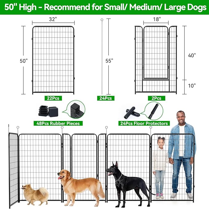 Dog Playpen Outdoor Extra Wide 24 Piece Panels Heavy Duty Dog Fence 50" Height - Image 3