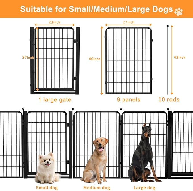 Dog Fence Indoor Pens Outside, Portable Outdoor Dog Playpen 40" H 10 Panels Pet - Image 6