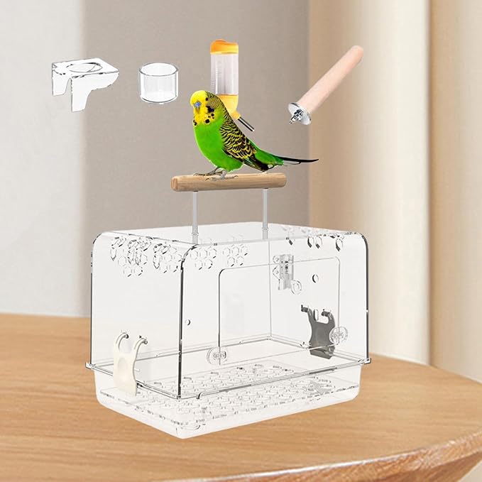 Hamster Cage Bird Travel Cage Portable Clear Accessories Acrylic Villa Bird - Image 5