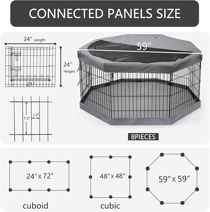 PETIME Foldable Metal Dog Exercise Pen/Pet Puppy Playpen Kennels Yard Fence - Image 3