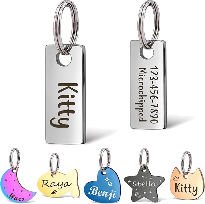 Anavia Small Size Dog Cat ID Tags, Small/XS Personalized Color Plated Stainless by Anavia