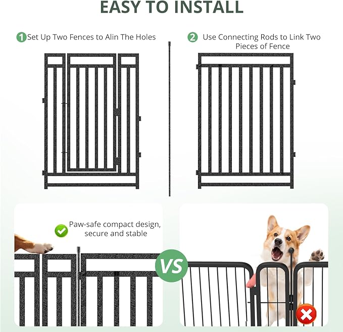 Metal Dog Fence Outdoor for Yard Indoor Dog Playpen 40" Height 24 Panels - Image 3