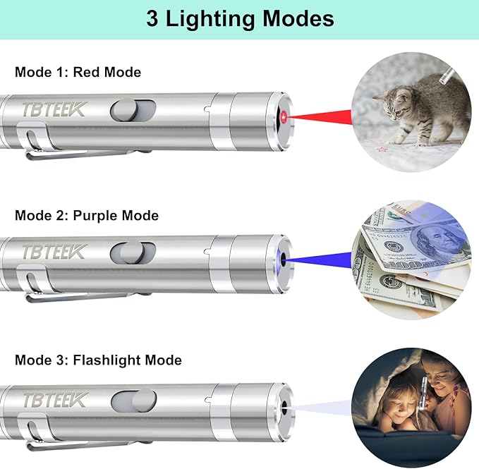 TBTeek Cat Toy, USB Rechargeable Interactive Kitten Toy, 7 Light Modes & - Image 2