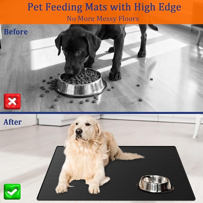 40"x30" XXL Silicone Dog Feeding Mat, 1.5MM Extra Thick Dog Bowl Mat - Image 3