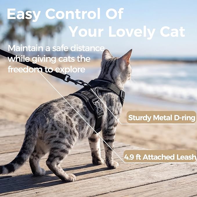 Cat Harness and Leash Set Escape Proof Tactical Medium Kitten Harness Emotional - Image 5