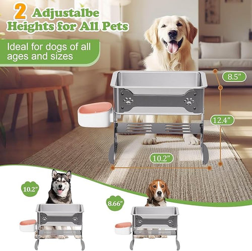 1.5 Gallon Elevated Large Dog Water Bowl, 2 Height Adjustable Stainless Steel - Image 2