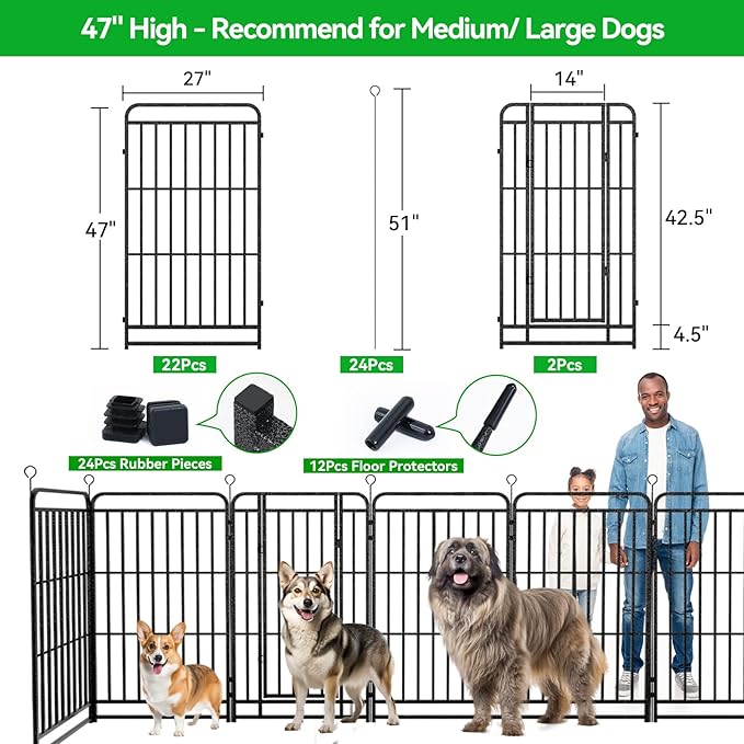 Heavy Duty Dog Playpen: 24 Steel Panels 47" Height, Square Steel Pipe - Image 5