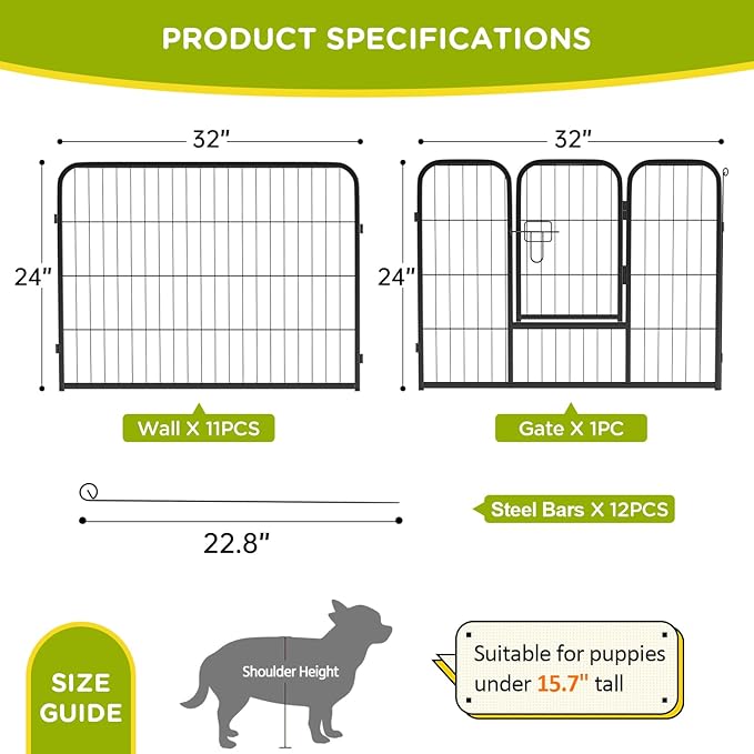 BestPet | Dog Playpen | 24 Inch, 12 Panels | Heavy Duty Metal Pet Exercise Pen - Image 8