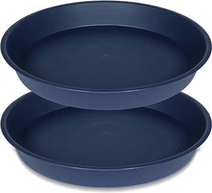 2 Pack of 8 inch Plant Saucer Clear, Heavy Duty Plastic Plant Water Tray 8 inch by Bleuhome