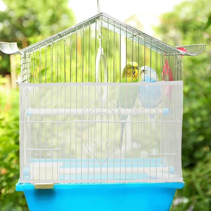 2 PCS Bird Cage Seed Catcher Airy Gauze Bird Cage Cover White Birds Cages Net - Image 7