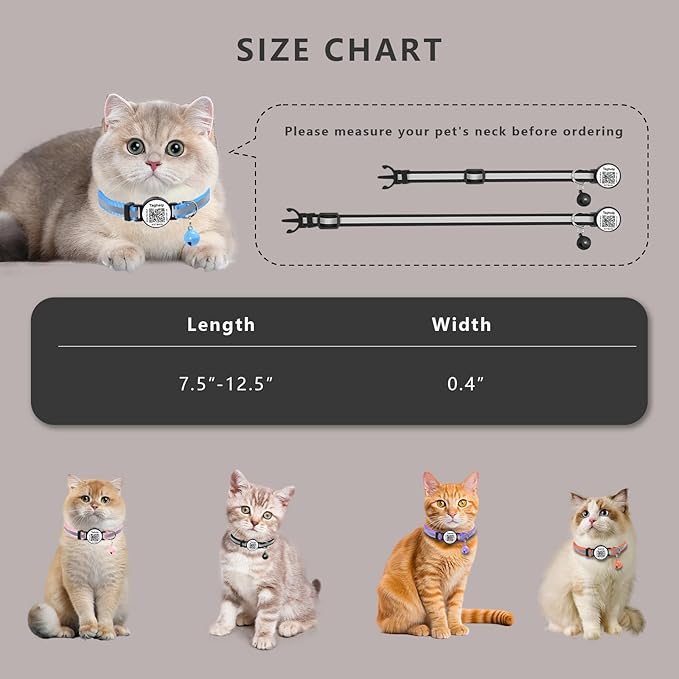 2 Pack QR Code Cat Collar for Lost Cat Recovery, Breakaway Reflective Collar - Image 5