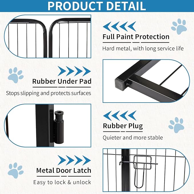 NEWBULIG Dog Playpen 8 Panels 24" Height Foldable Heavy Duty Metal Dog Exercise - Image 4