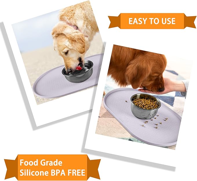 100% Waterproof 0.5" Raised Edge BPA Free Silicone Dog Food Mat, Pet Cat - Image 7
