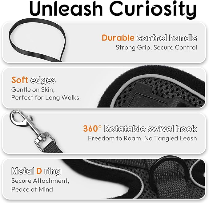 Dooradar Cat Harness and Leash Set, Escape Proof Safe Adjustable Kitten Vest - Image 7