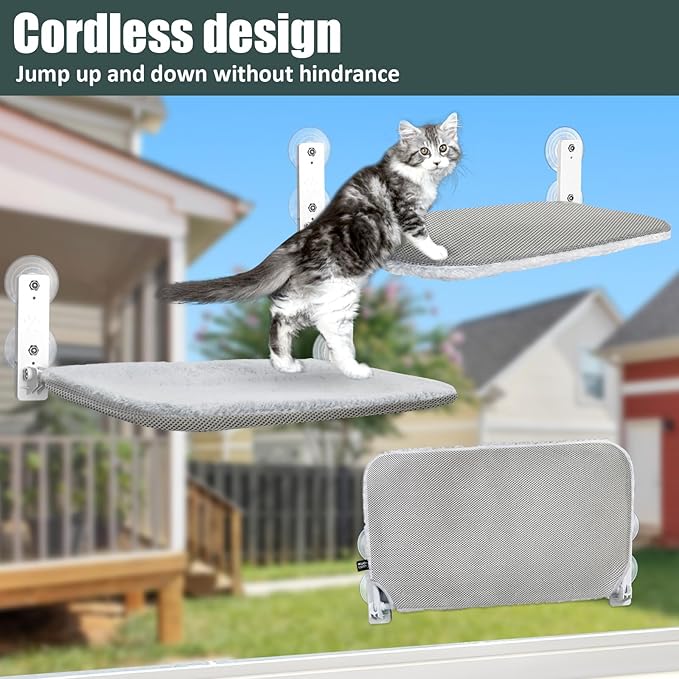 Sunhoo Cat Window Hammock Perch Cordless Perches Window Sill Seat Bed Foldable - Image 6