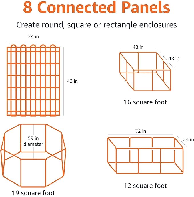 Amazon Basics Foldable Octagonal Metal Exercise Dog Playpen, Indoor/Outdoor - Image 3