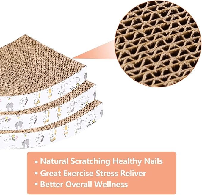 PatiencET Cardboard Cat Scratcher Pads, Double-Sided, Catnip Included, - Image 3
