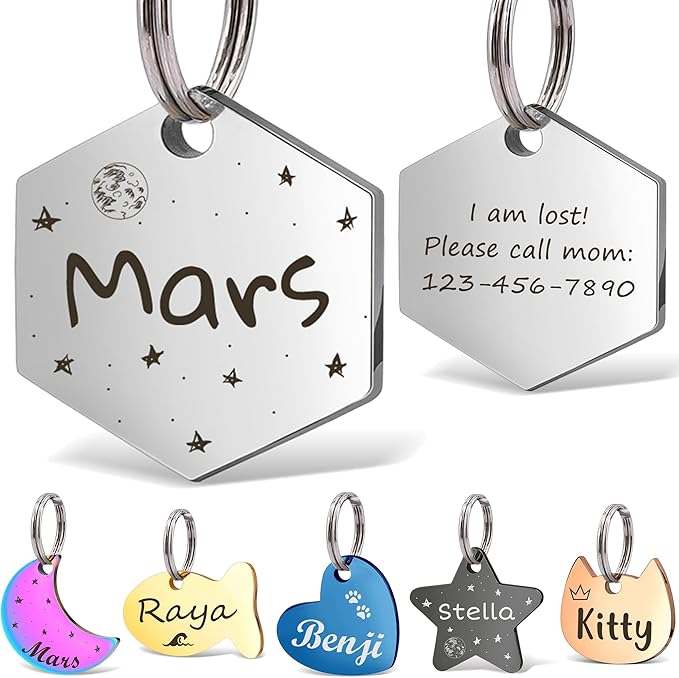 Anavia Small Size Dog Cat ID Tags, Small/XS Personalized Color Plated Stainless by Anavia