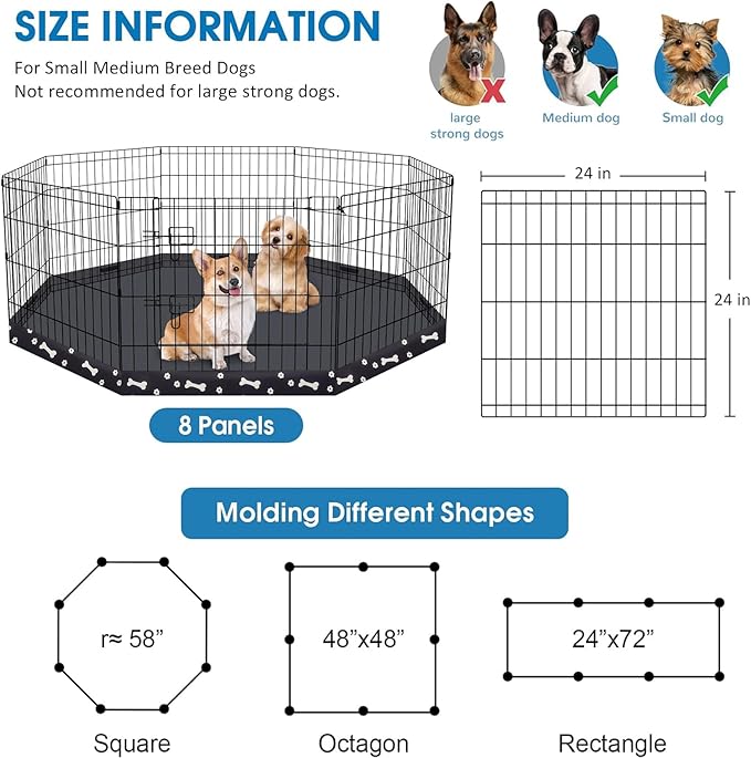 Dog Pen Pet Playpen Dog Fence Indoor Foldable Metal Wire Exercise Puppy Play - Image 2
