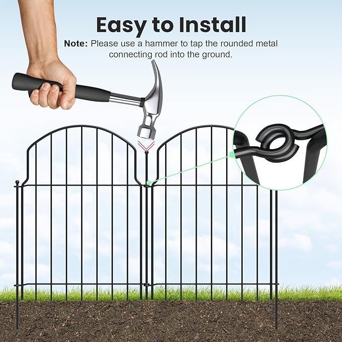19Pcs Decorative Garden Fence, 20in/20.5ft Rustproof Metal Fences Animal - Image 3