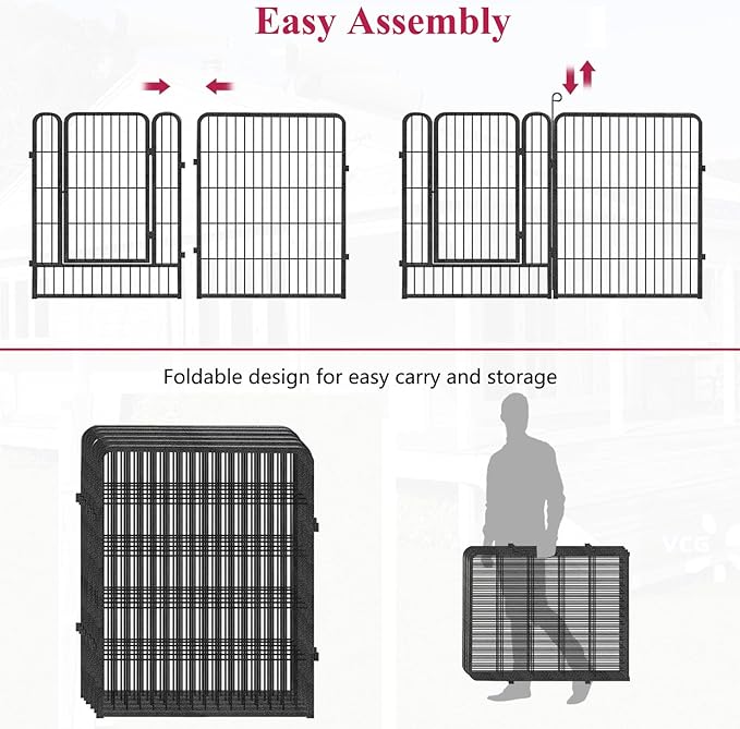 Dog Playpen Fence for Yard, 32inch 40 Panels Anti-Rust Pet Playpen Exercise Pen - Image 6