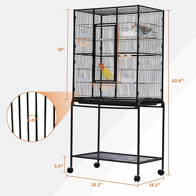 GarveeHome 62.6" H Large Bird Cage, Bird Cage - Image 2