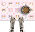 Cat Feedings Mats 20x12 inch Pink Heart Kitten Print Pet Bowl Placemat Non Slip by HOMETITUTE