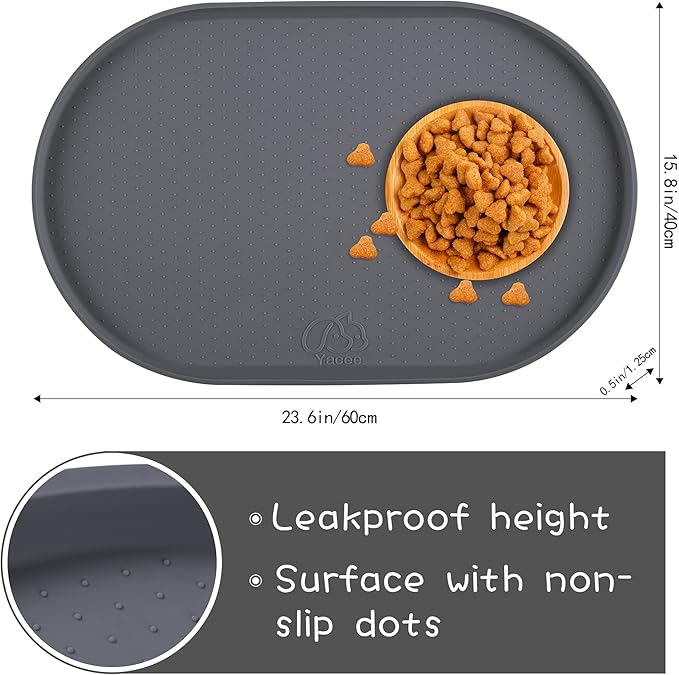 100% Waterproof 0.5" Raised Edge BPA Free Silicone Dog Food Mat, Pet Cat - Image 2