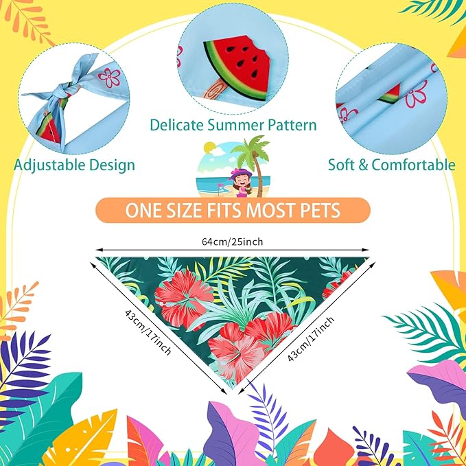 100 Pcs Hawaiian Dog Bandanas Bulk Pet Bibs Colorful Triangle Scarf Pet Bandanas - Image 2