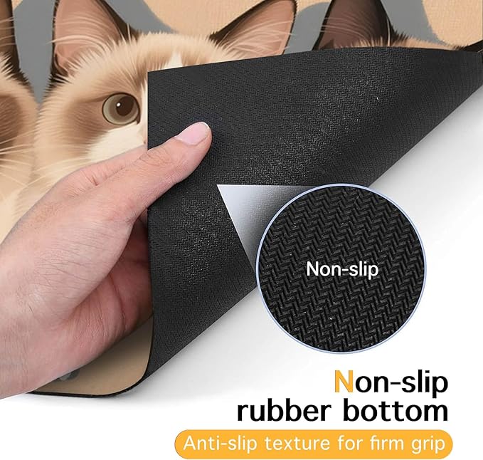 Cat Feedings Mats 20x12 inch Cute Cat Print Pet Bowl Placemat Non Slip Mat - Image 7