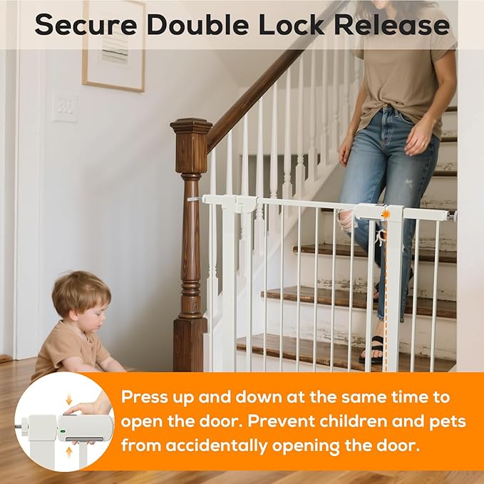 29.5-46" Magnetic Baby Gate for Stairs, Baby Safety Essentials, Auto Close Gate - Image 4